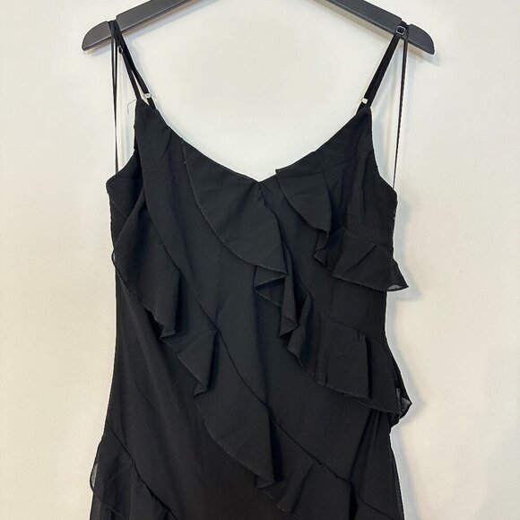 PETAL & PUP Ciao Ruffle Chiffon Gown in Black Size X-Large - Picture 6 of 14